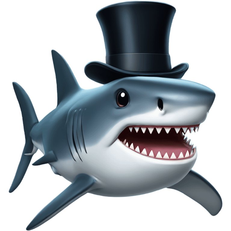 Shark with a top hat emoji