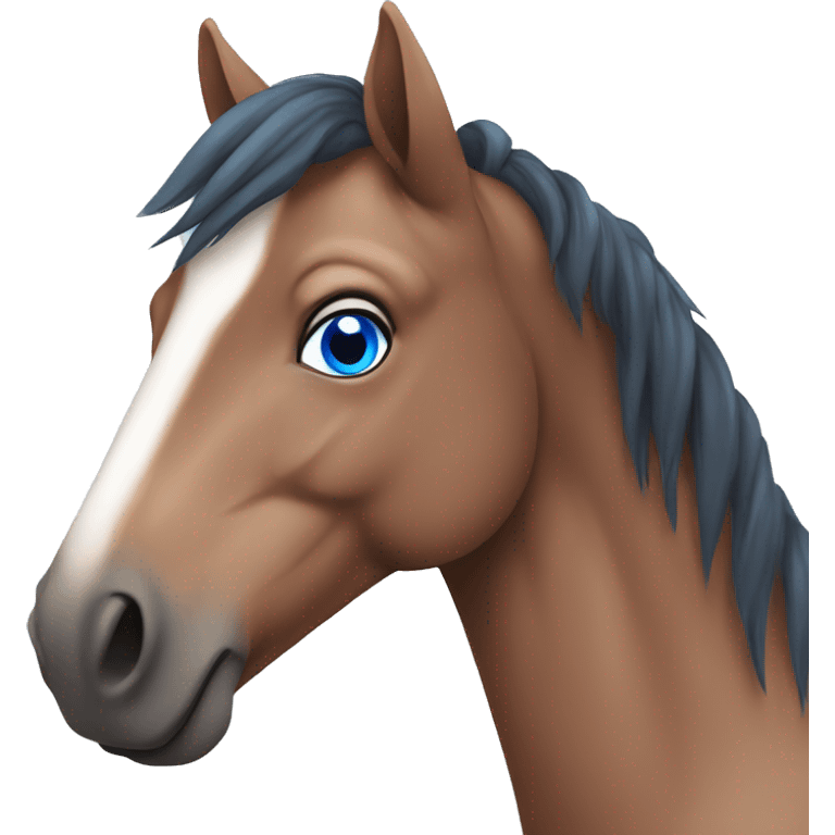 brown horse with blue eyes and pink nose emoji