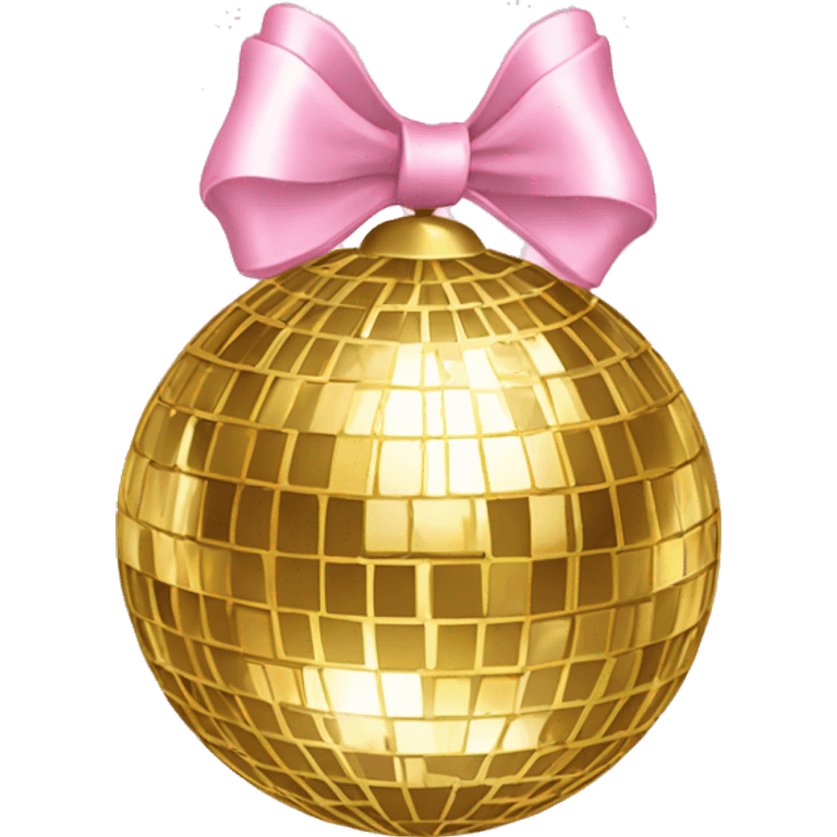 gold disco ball with bow light pink emoji