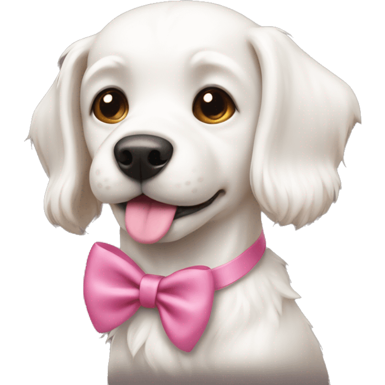 White dog with pink bow  emoji