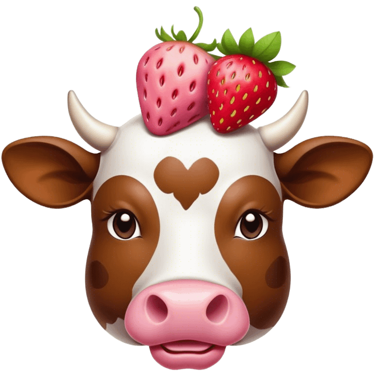 A cow with a strawberry on its head emoji