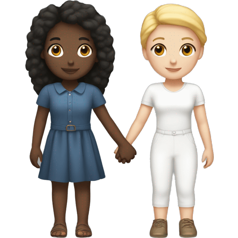 Black girl and a White Girl Holding hands emoji