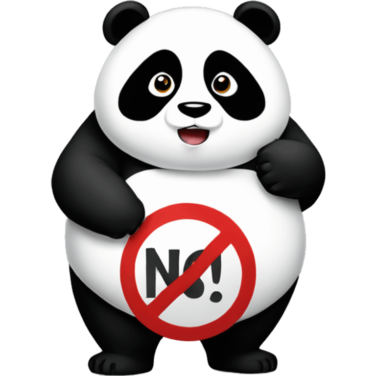 A chubby panda holding a sign that says NO emoji