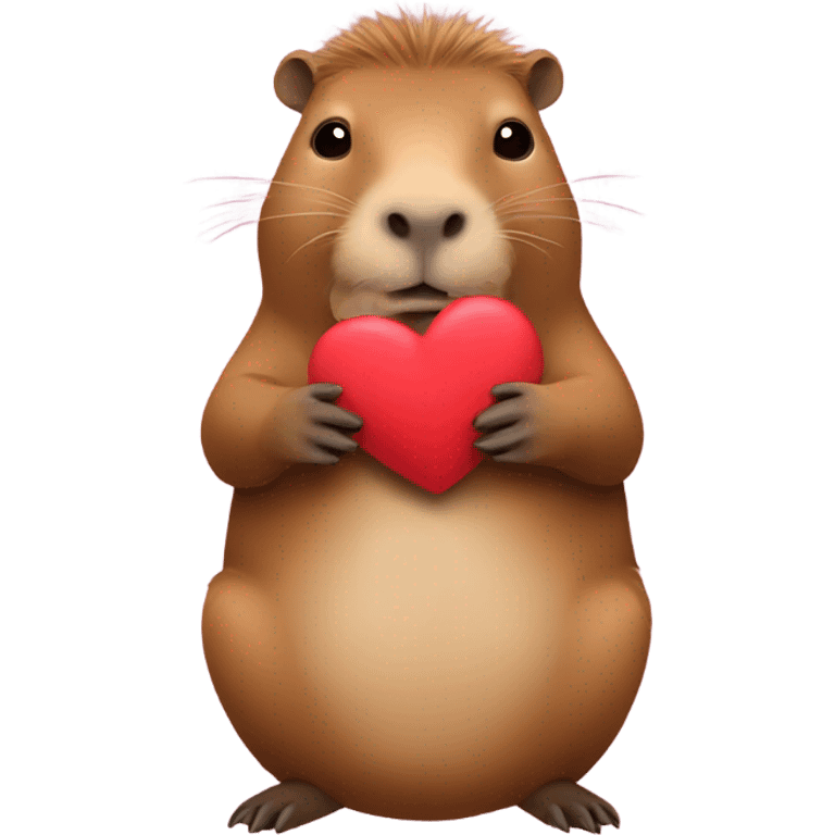 Capybara holding a heart emoji