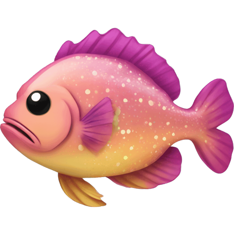 Two Kawaii skate fish grouper with many colors and glitter  emoji