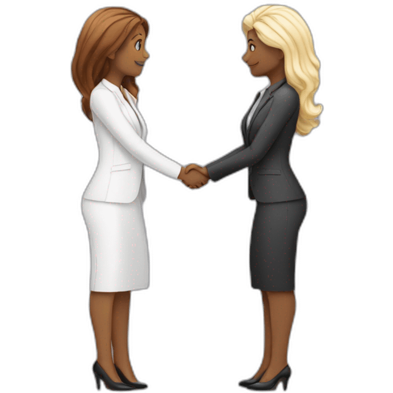 two white business women with different hair colors from each other shaking hands full bodies emoji