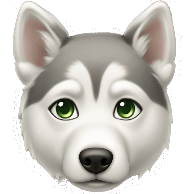 Husky complete cream white colored with green eyes emoji