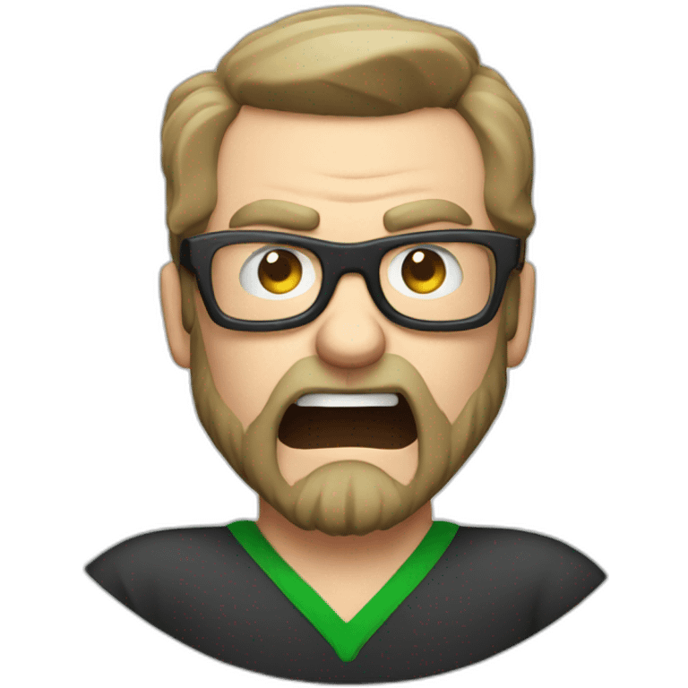 angry bearded irish man with glasses punching a TV emoji