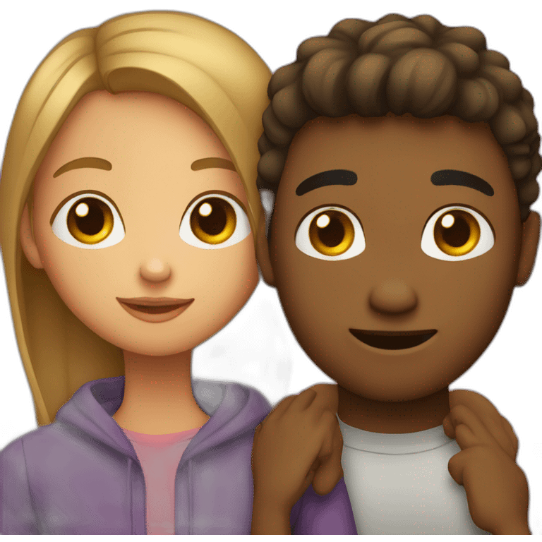 Girl holding guy’s face emoji