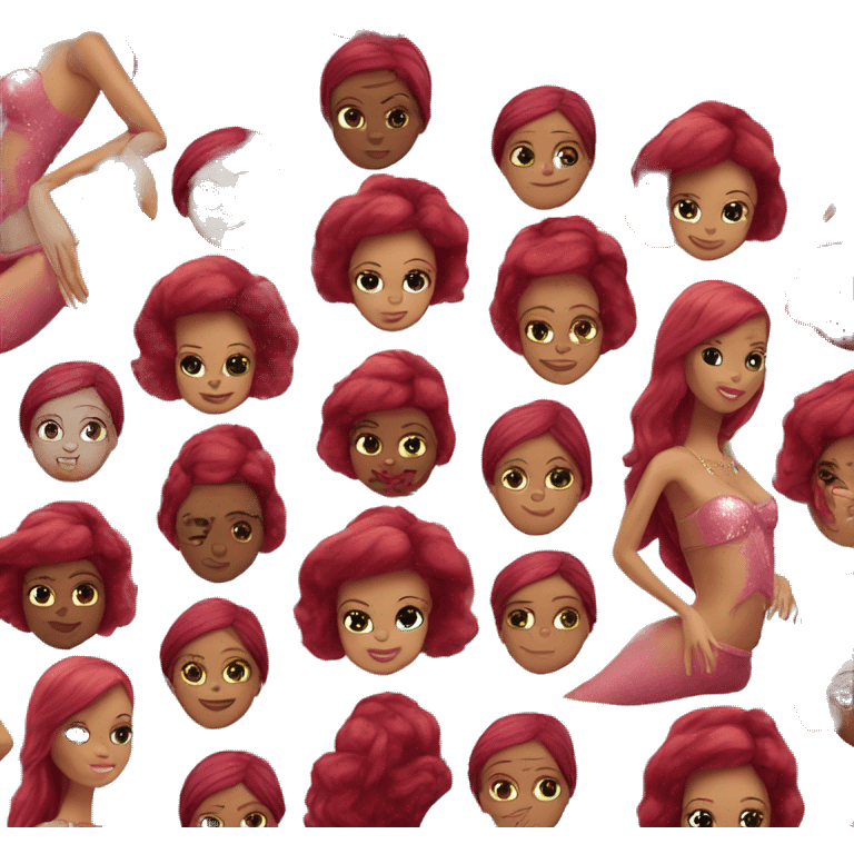 Tan Barbie with dark red hair as a mermaid big bra emoji