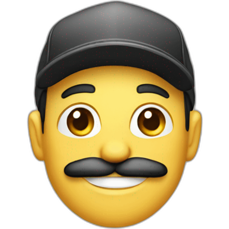 Men in a cap with big smile and mustache  emoji