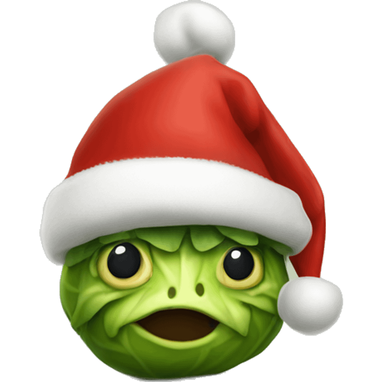 Brussels sprout with a Christmas hat realistic no eyes emoji