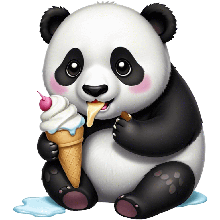 Panda eating ice cream emoji