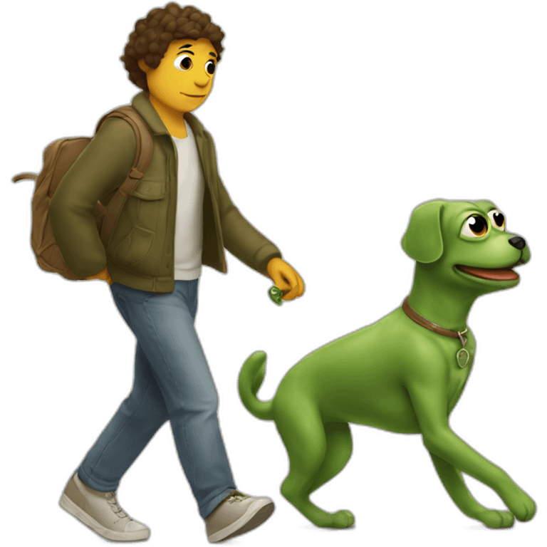 Pepe walking the dog emoji