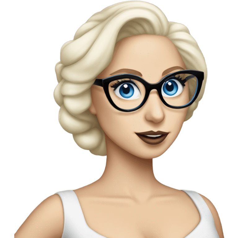 Realistic-Elegant-lady-gaga-dancing-blue eyes- wearing glasses: emoji