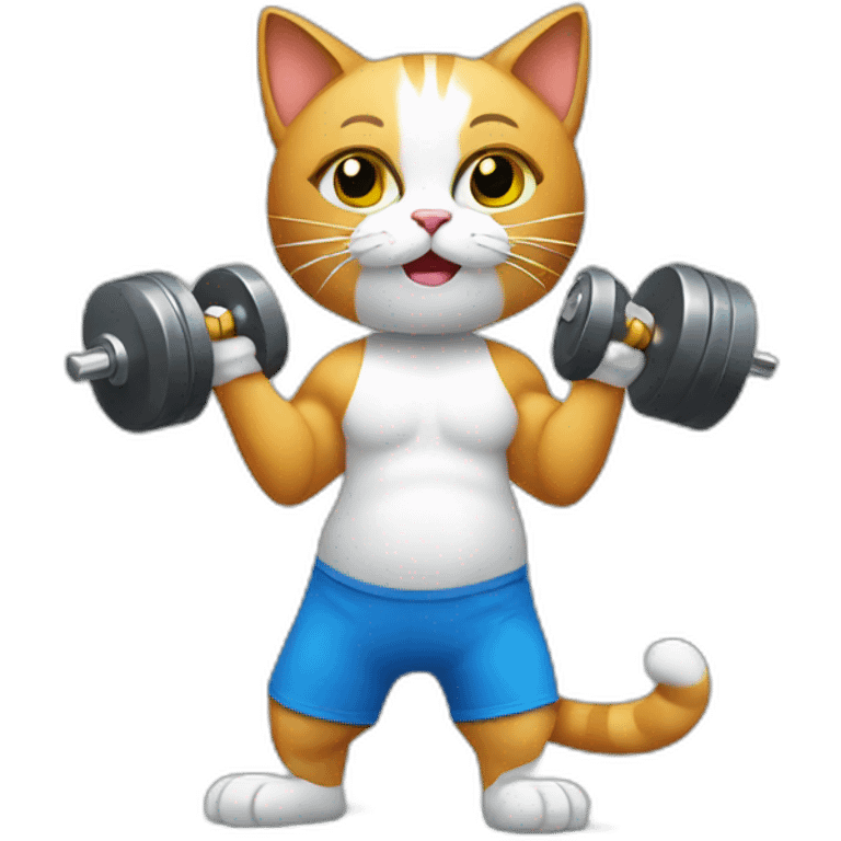 cat with dumbbells doing exercises emoji