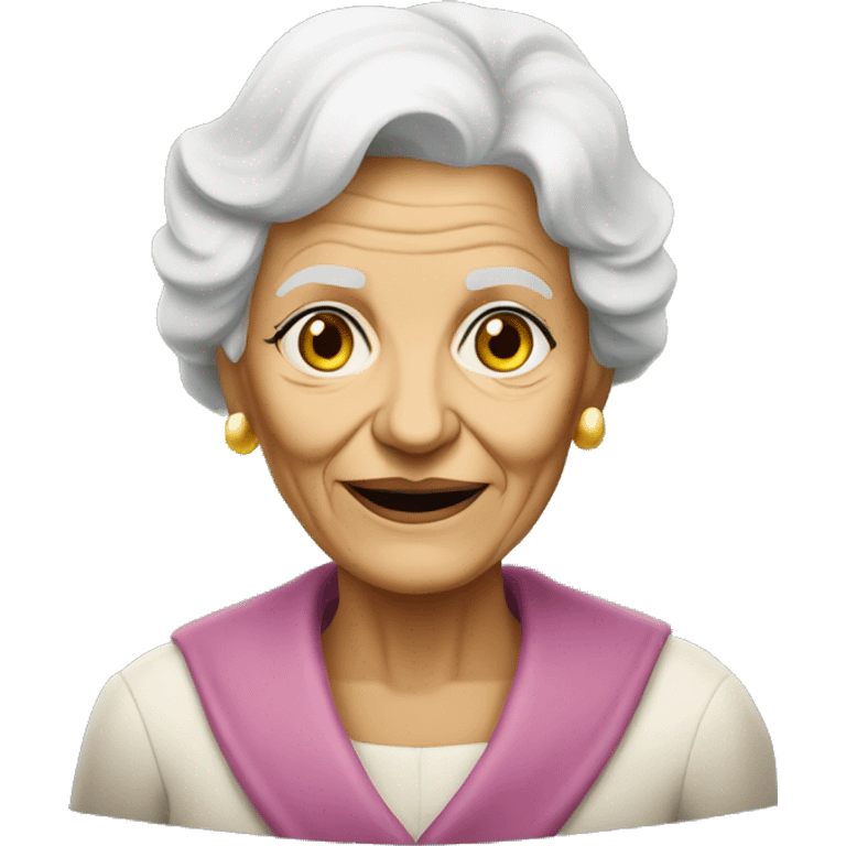 elderly woman holding a sign that says: PARABENS PELO BELO RP emoji