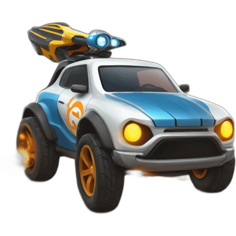 un pingouin qui conduit une voiture de rocket league emoji