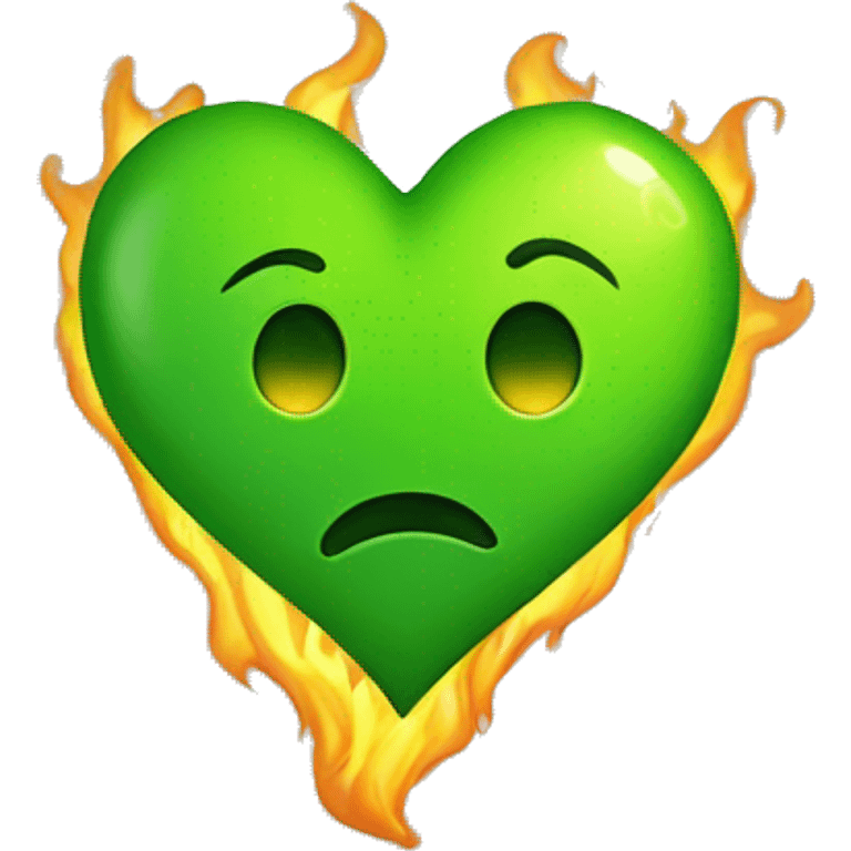 Green heart burns  emoji