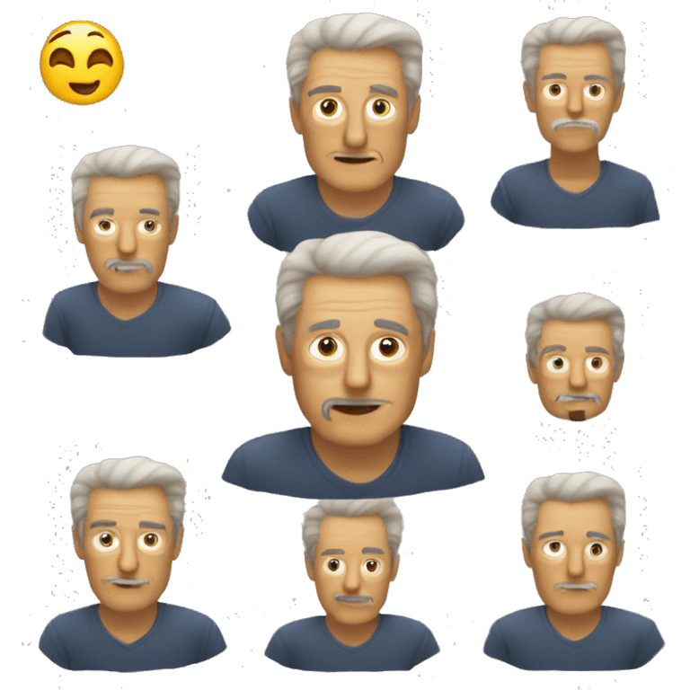 hombre moreno de 50 años aprendiendo javascript emoji