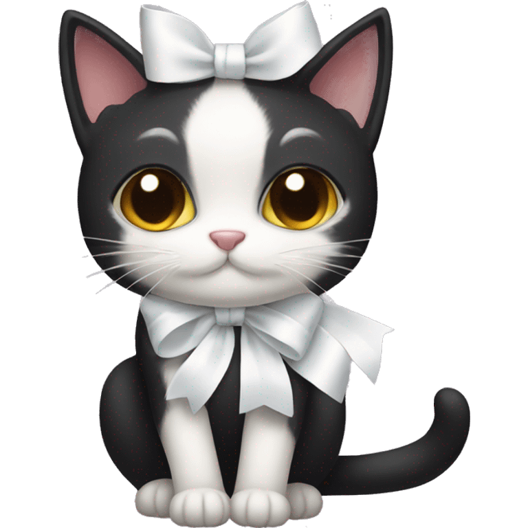 black cat with a white bow emoji