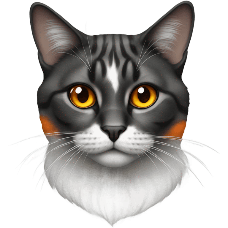 realistic crowned cat Colors white Black Orange portrait emoji