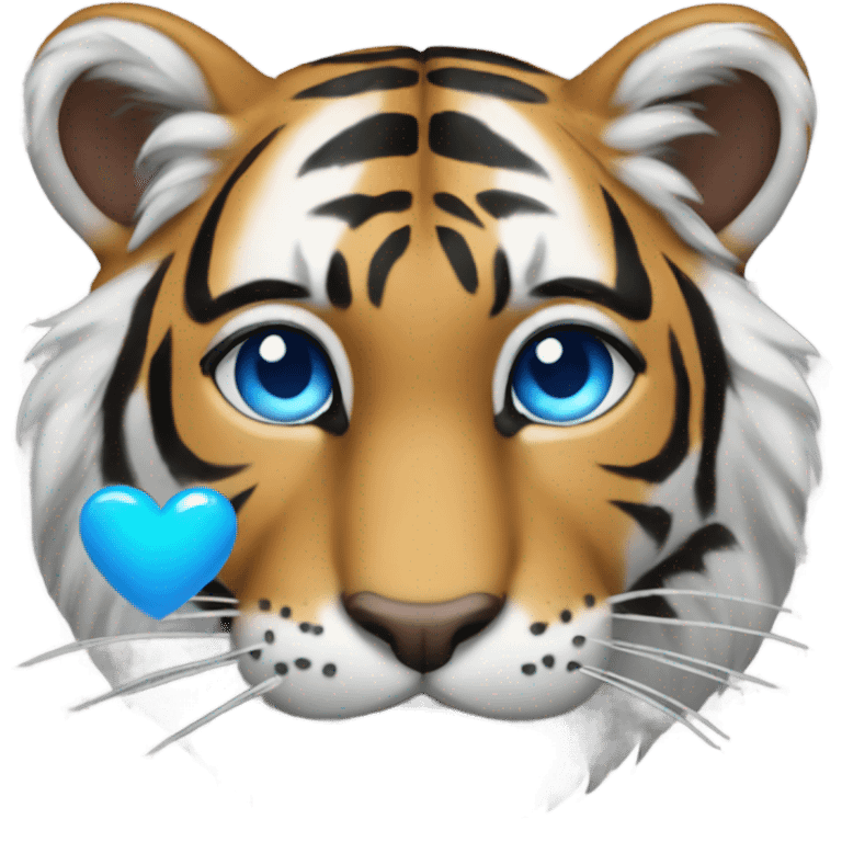 Tiger with blue heart emoji