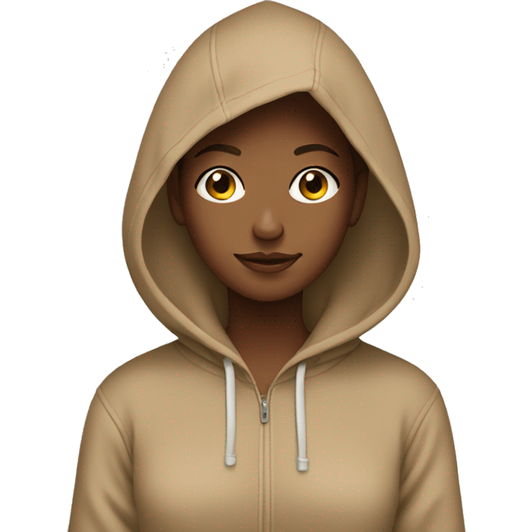 A girl wearing a tan hoodie emoji