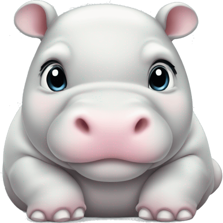 chubby white baby hippo with a belly emoji