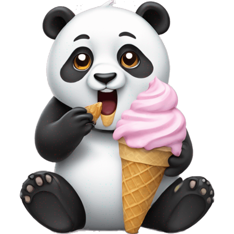 Panda eating ice cream emoji