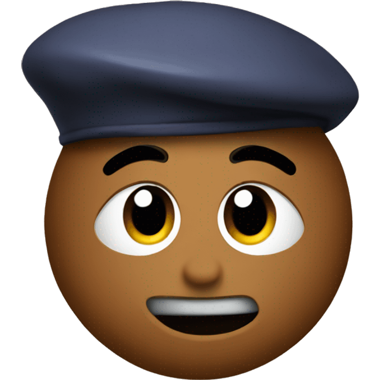 poop emoji with beret emoji