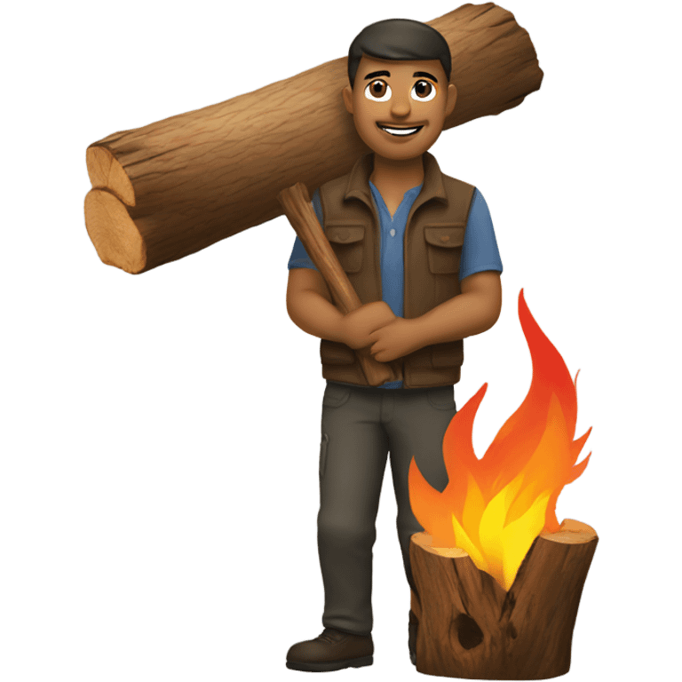 Man with fire wood emoji