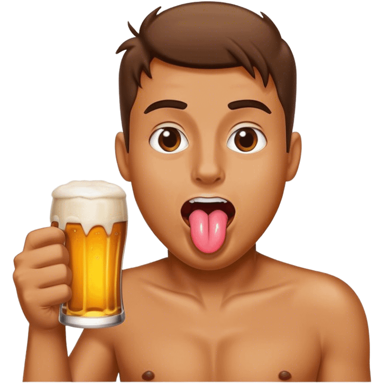 tongue sticking out with beer and hand ￼ emoji