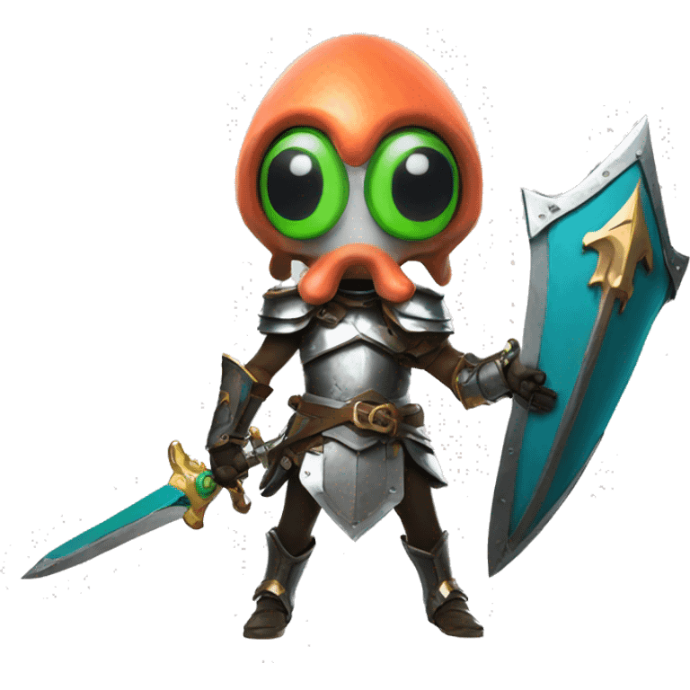 splatoon squid warrior with knights sword and shield emoji