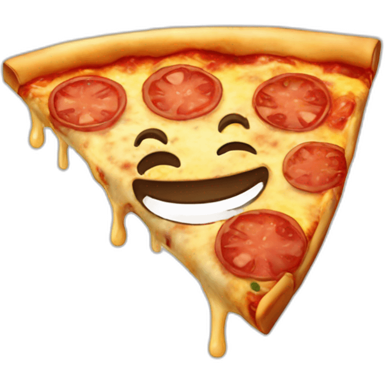 Pizza with happy face emoji