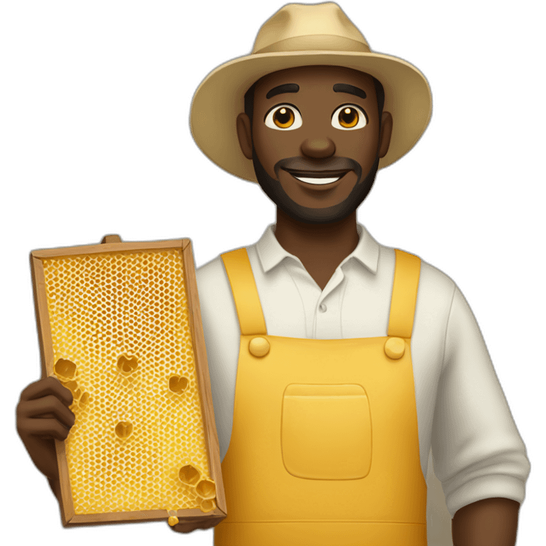 tall black man beekeeper holding honeycomb full body emoji