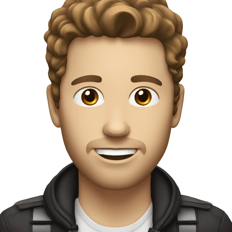 white male singer with brown hair and microphone emoji