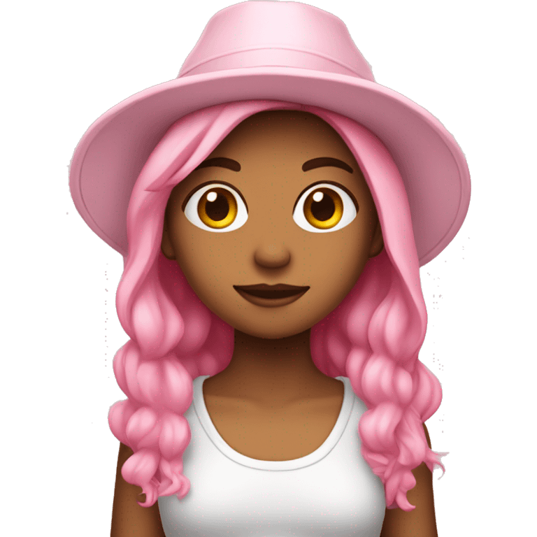 Girl with Pastell pink fisher hat emoji