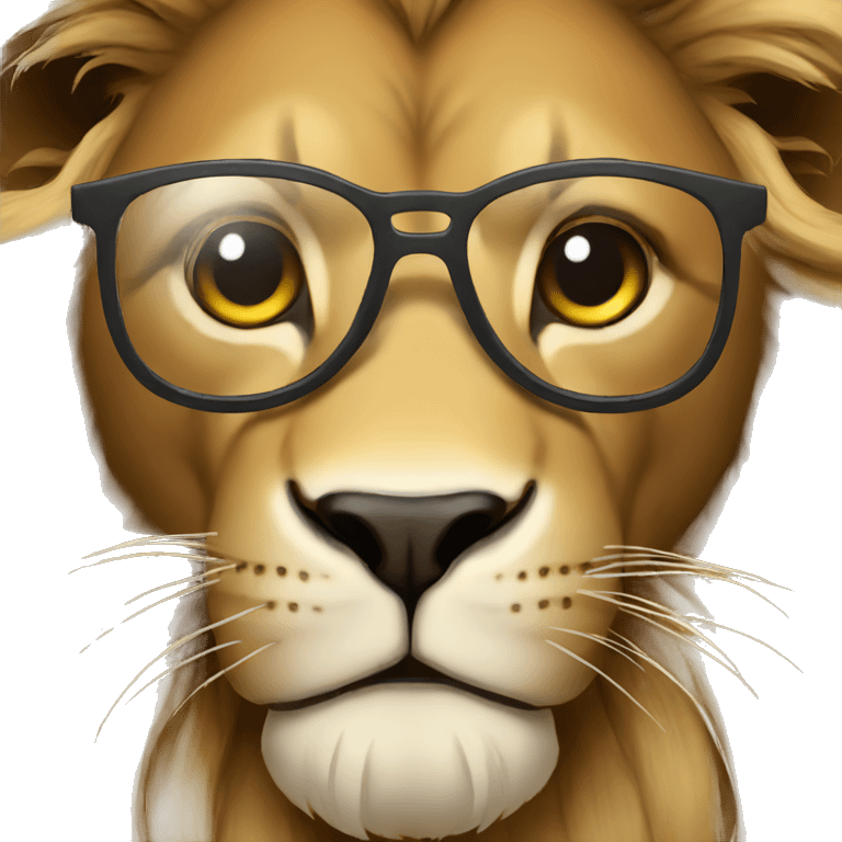 content creator lion with glasses emoji