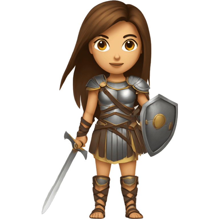 Girl gladiator with long straight brown hair and sunglasses  emoji