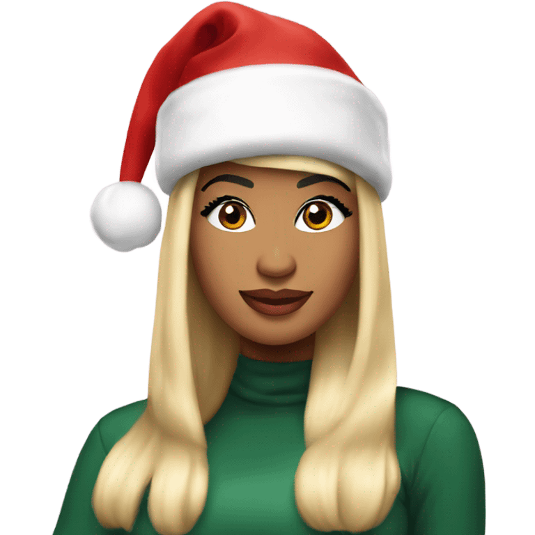 Nicki Minaj wearing a Christmas hat emoji