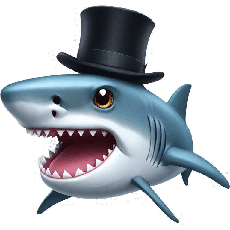 Shark with a top hat emoji