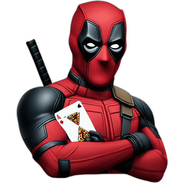 DEADPOOL CON UNA FICHA DE CASINO EN LA MANO emoji