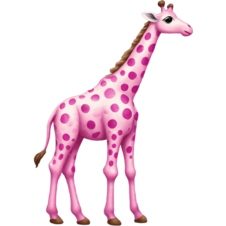 Pink full body giraffe with glitter and pink dots emoji