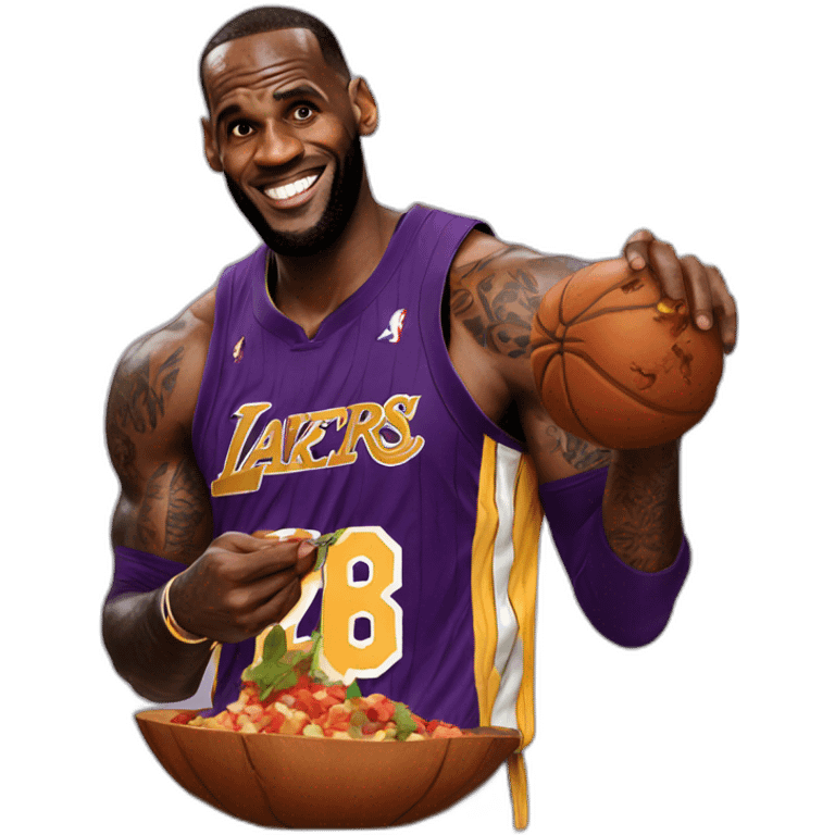 Lebron eating eggplant emoji