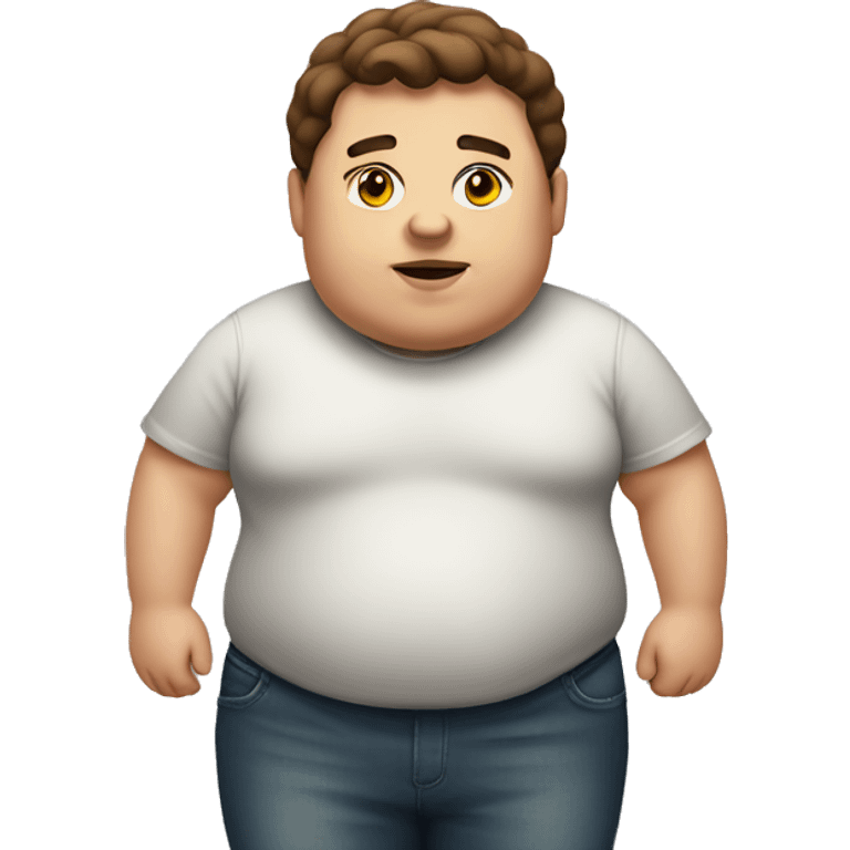 Fat boy with brown hair emoji