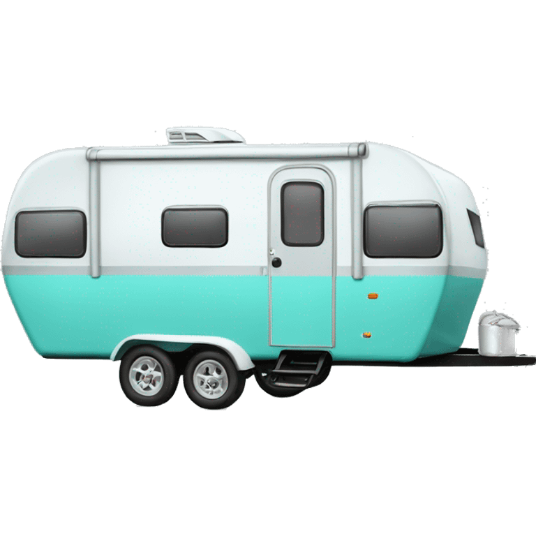 Realistic isolated tiffany blue camping trailer emoji