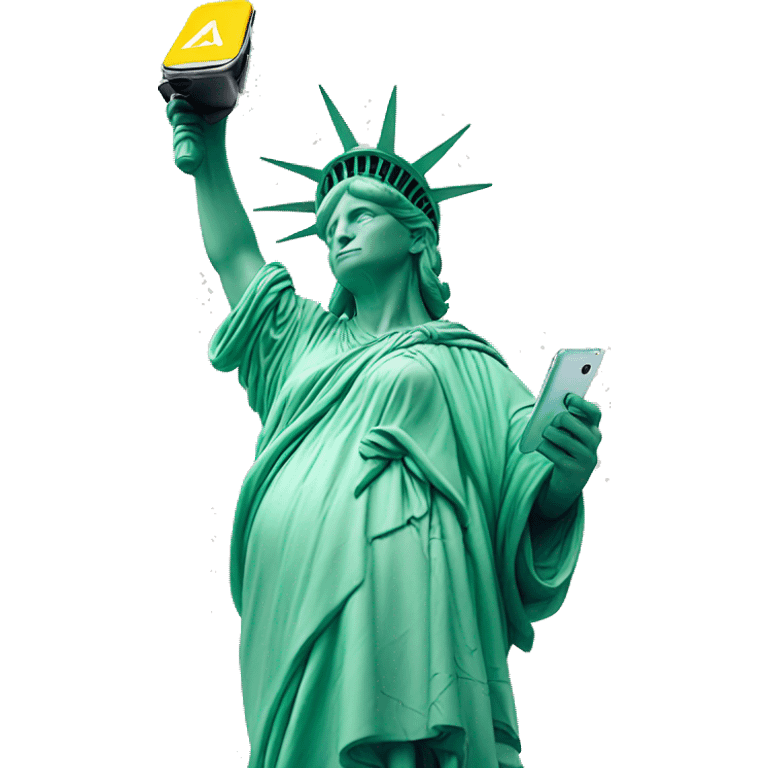 A statue of Liberty is using her phone  emoji