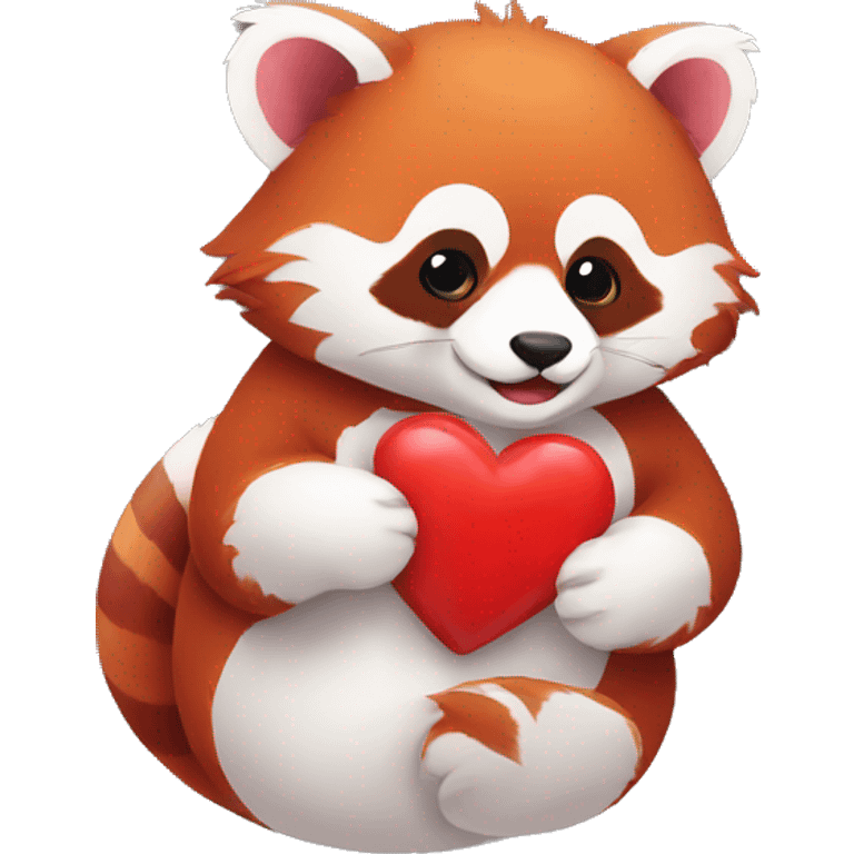 Red panda holding a heart in his hand emoji