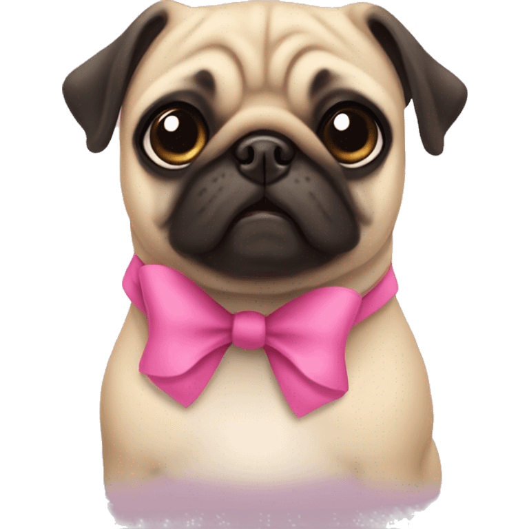 Pug with a pink bow on its ear not on its neck emoji